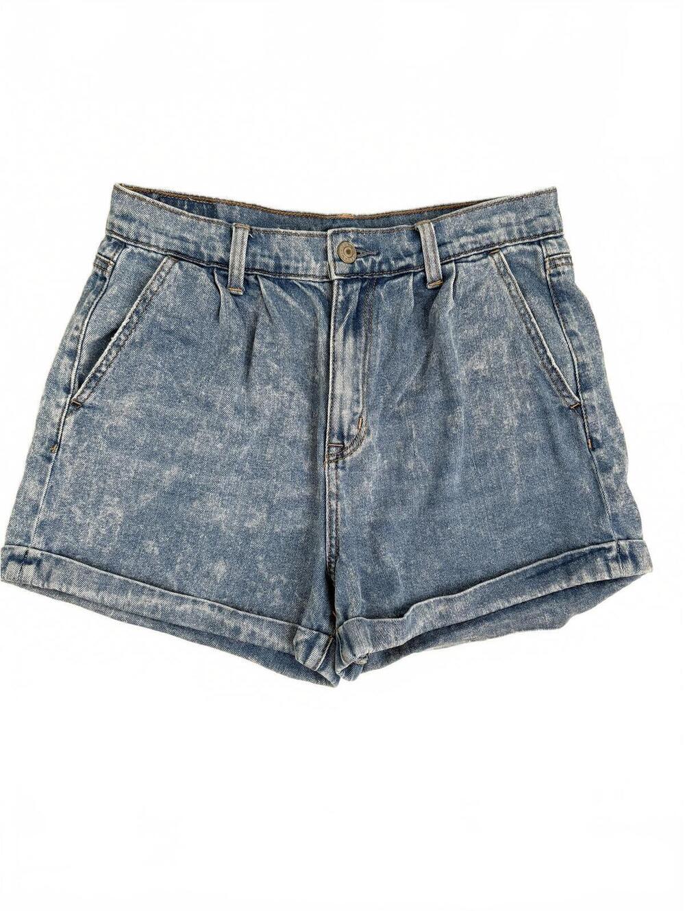 American Eagle | Women’s Medium Wash Distressed Roll Cuff Denim Jean Shorts Sz 4
